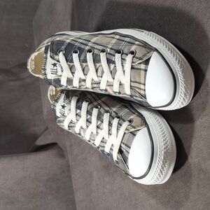 Converse Chuck Taylor All Star Ox Low Black White Plaid Canvas Sneakers G- US 10